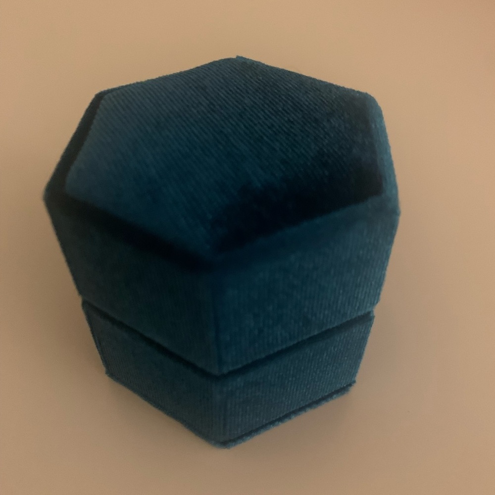 Blue velvet ring box